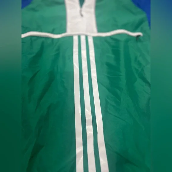 Adidas Green and Blue Windbreaker Jacket with a Hood - Picture 3 of 11